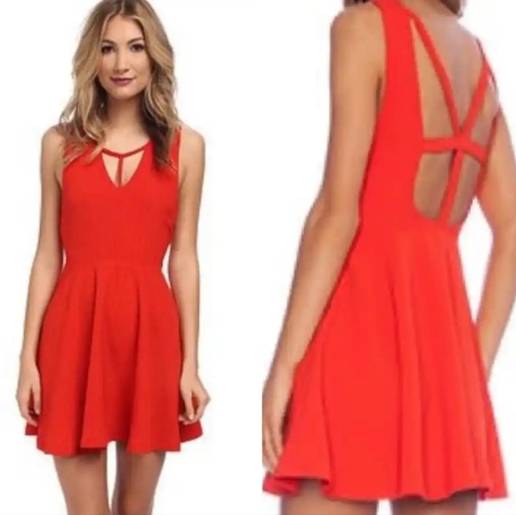 MINKPINK Dresses & Skirts - Minkpink Strappy Open Back A Line Mini Dress Red Small